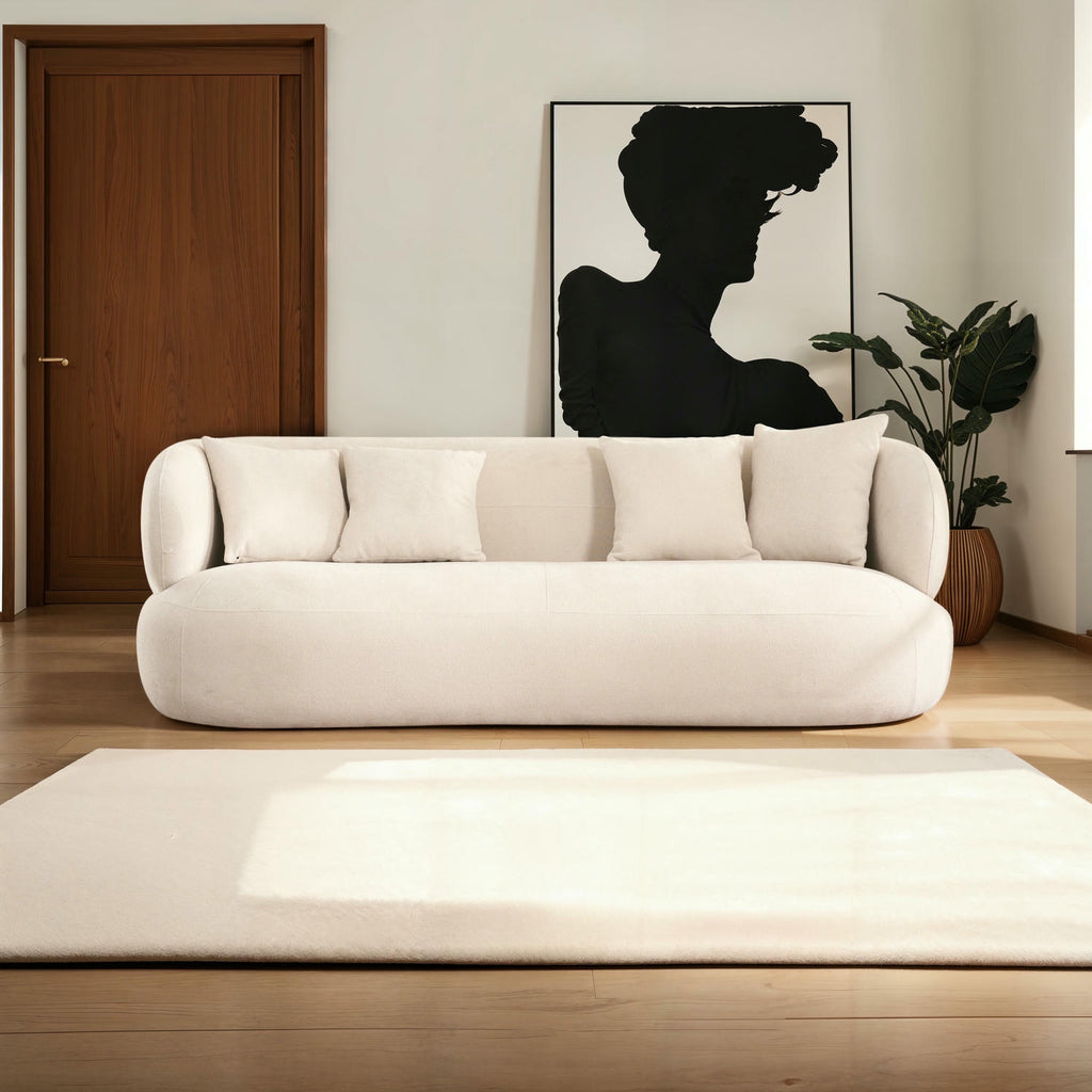 New York 3-Sitzer Sofa mit Kissen - Stoffbezug Creme Beige