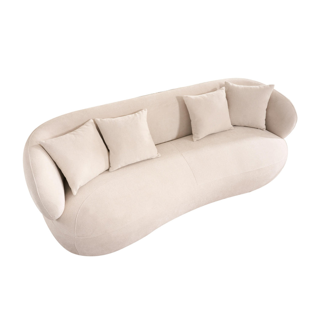 New York 3-Sitzer Sofa mit Kissen - Stoffbezug Creme Beige
