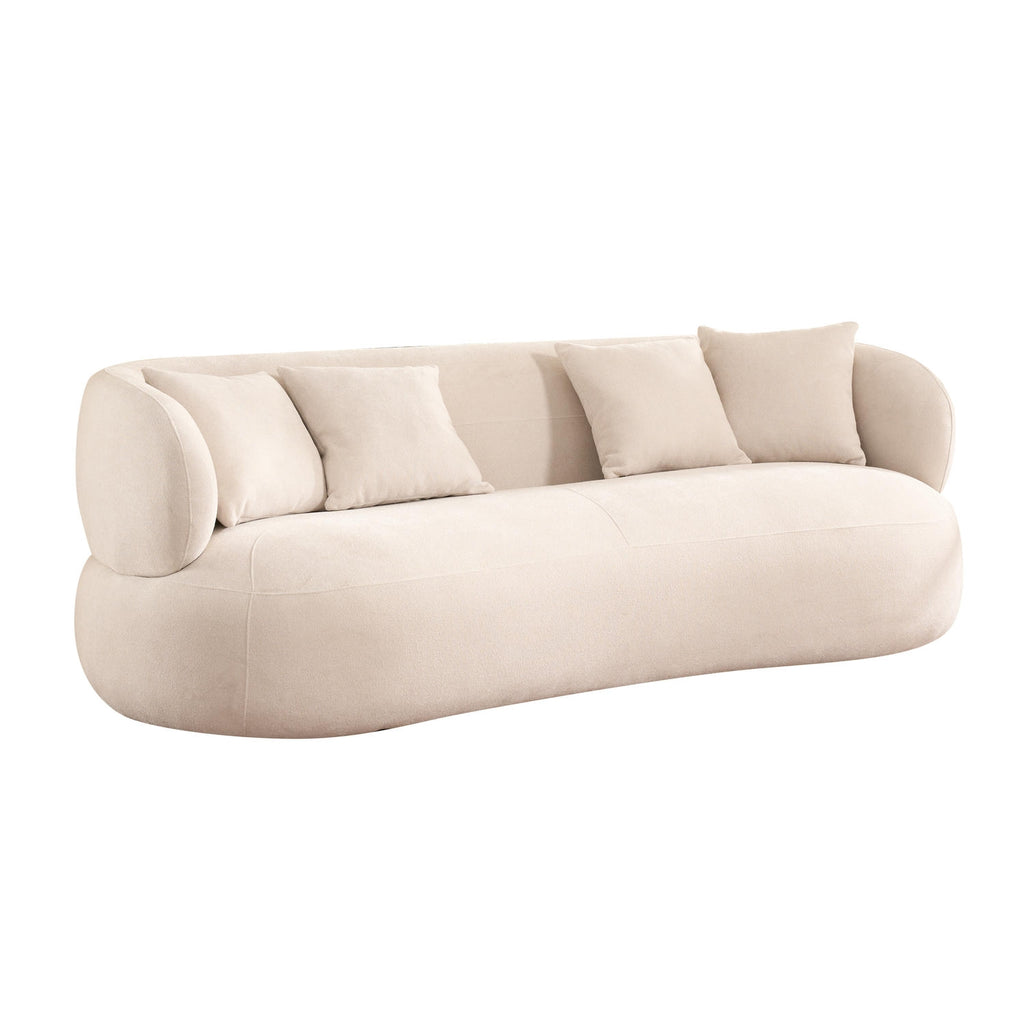 New York 3-Sitzer Sofa mit Kissen - Stoffbezug Creme Beige