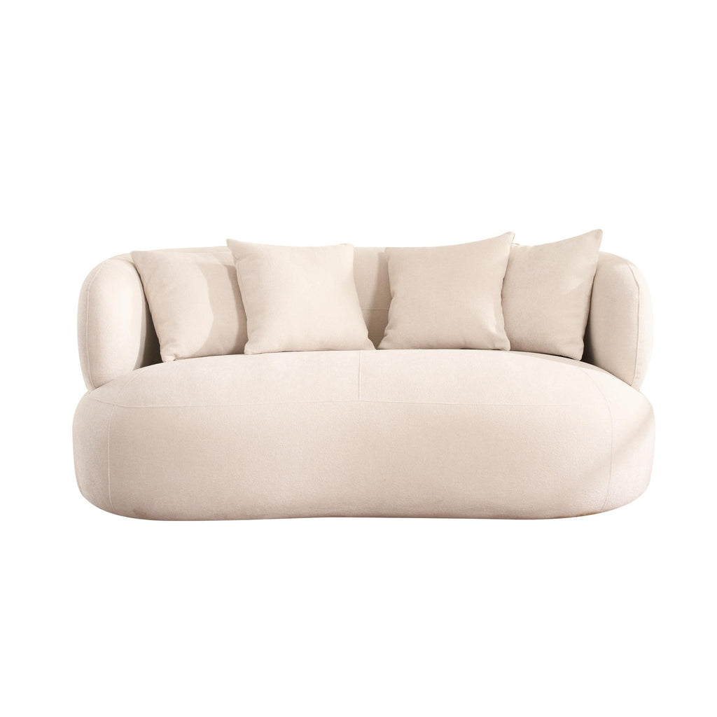 New York 2-Sitzer Sofa mit Kissen - Stoffbezug Creme Beige