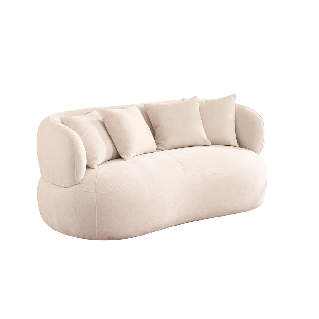 New York 2-Sitzer Sofa mit Kissen - Stoffbezug Creme Beige