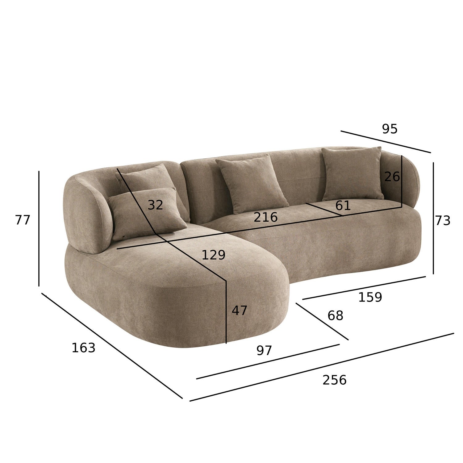New York L-Form Ecksofa Links - Stoffbezug Braun Beige