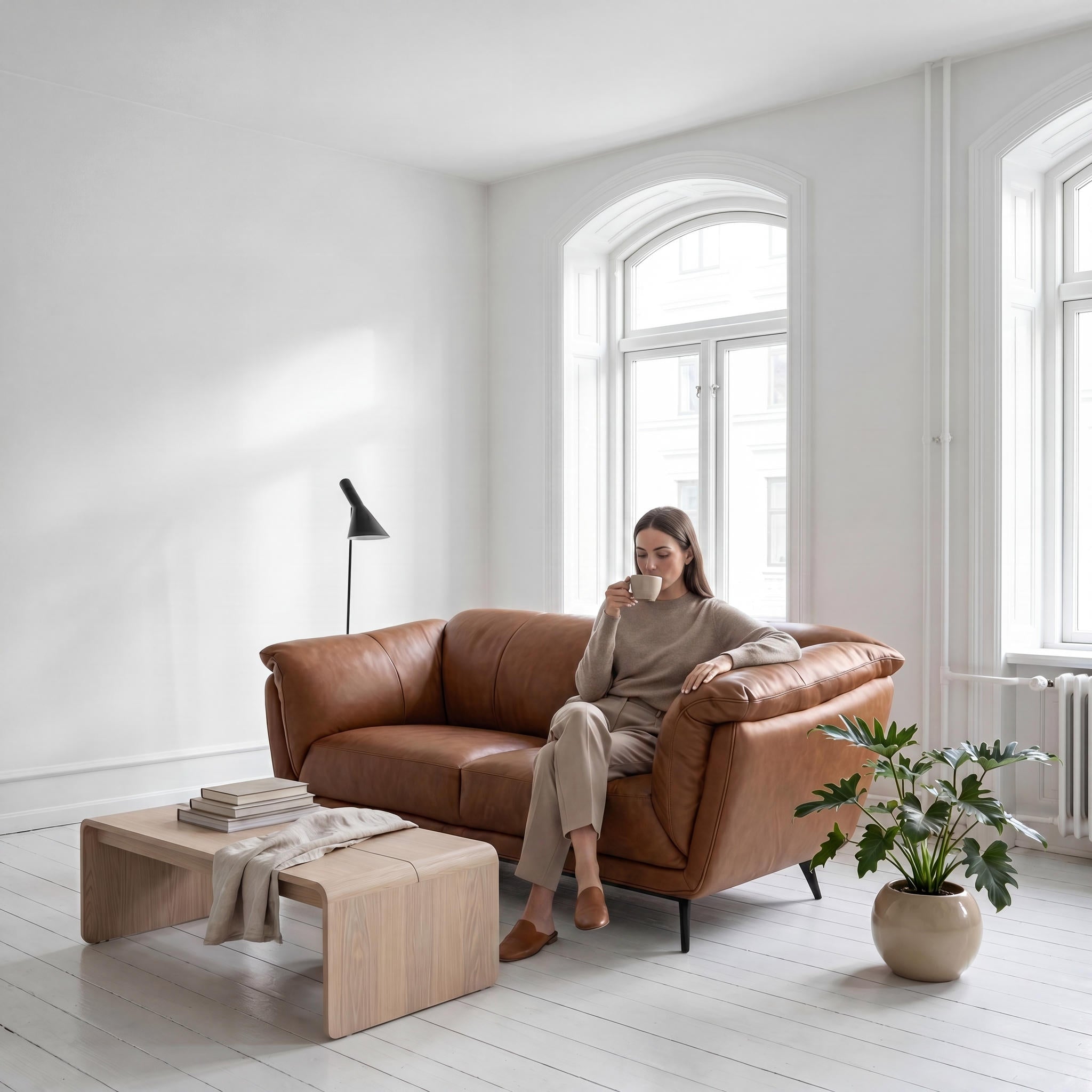 3-Sitzer Ledersofa - Echtleder Cognacbraun Parma - FURNHOUSE
