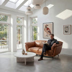 3-Sitzer Ledersofa Parma - Echtleder Cognacbraun, 218 cm - FURNHOUSE