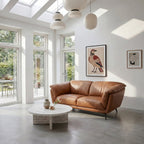 3-Sitzer Ledersofa Parma - Echtleder Cognacbraun, 218 cm - FURNHOUSE