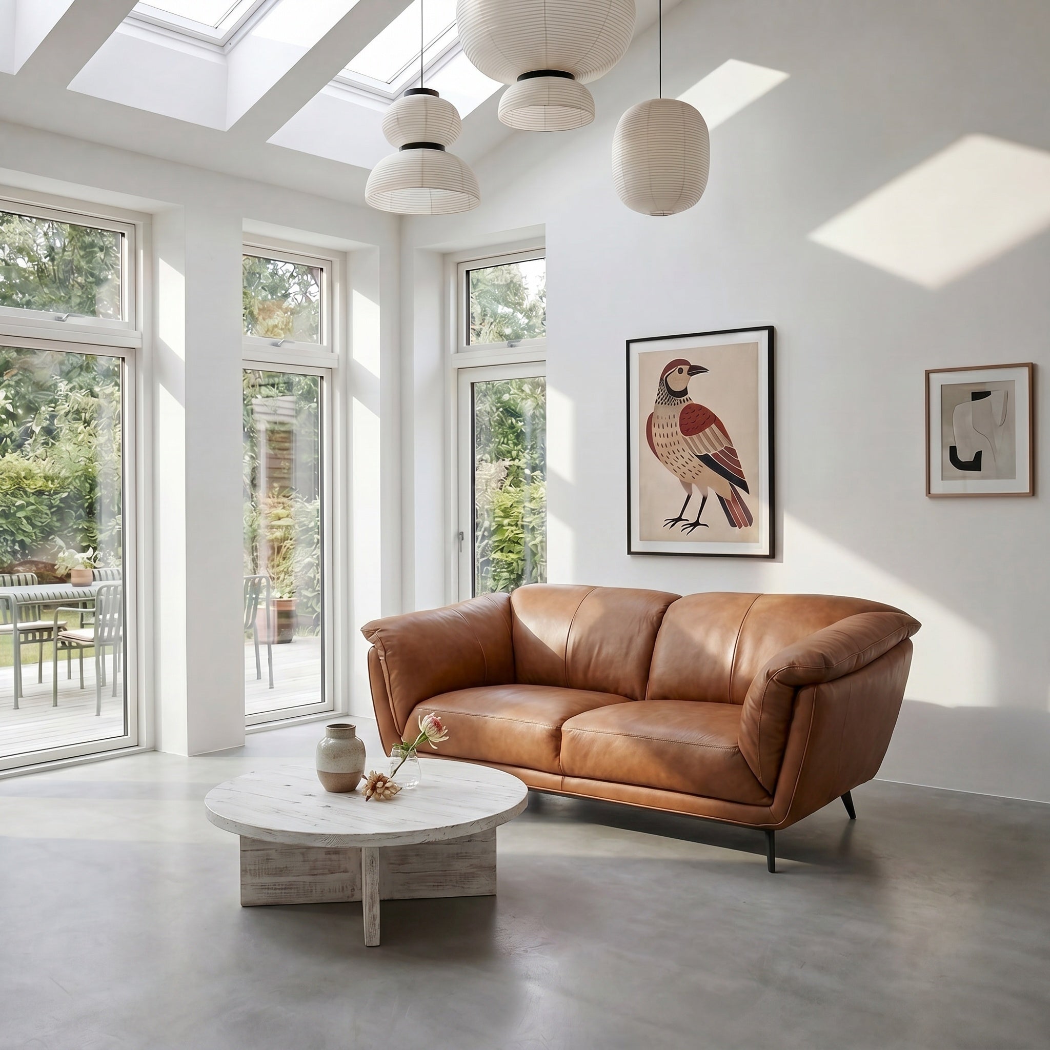 3-Sitzer Ledersofa - Echtleder Cognacbraun Parma - FURNHOUSE