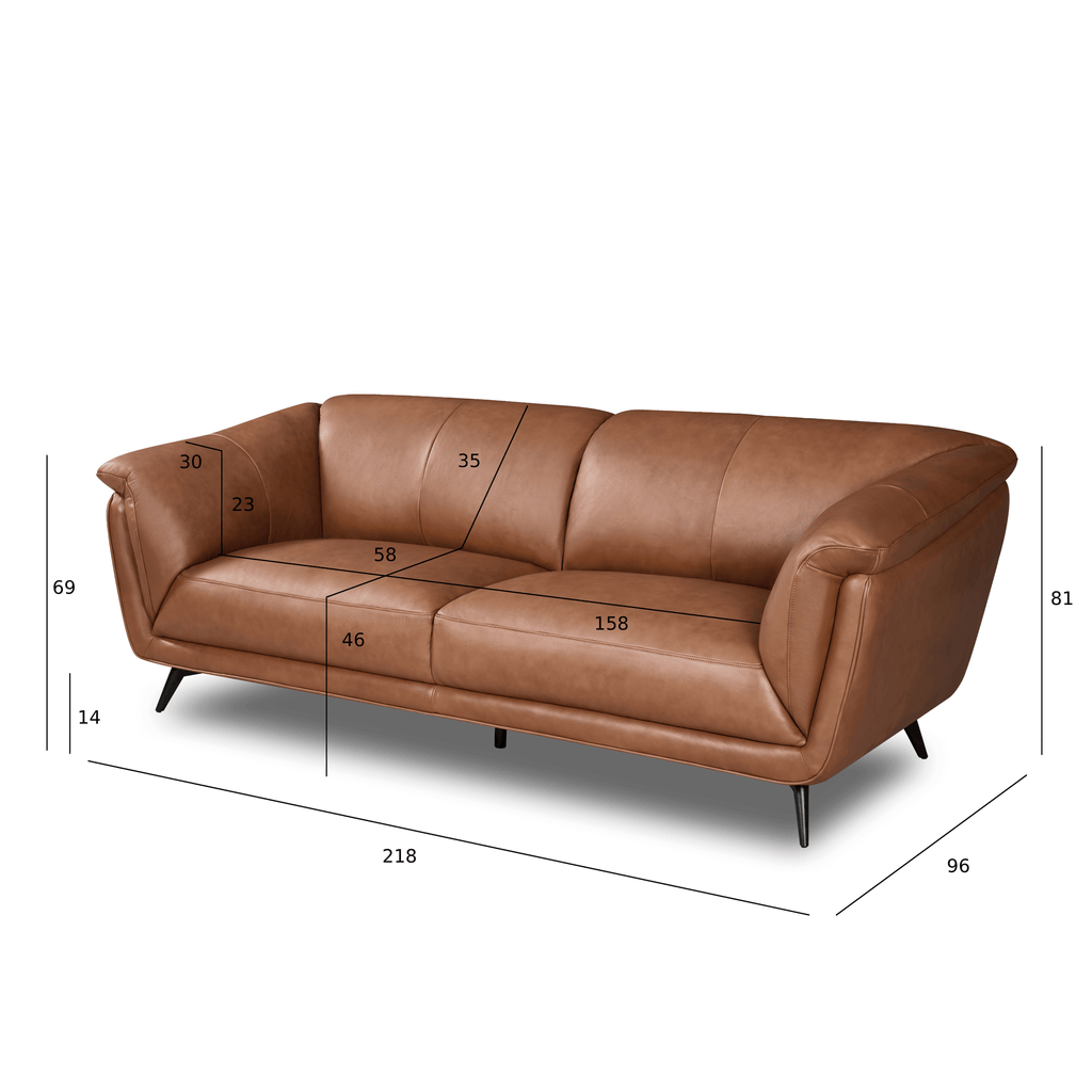 3-Sitzer Ledersofa - Echtleder Cognacbraun Parma - FURNHOUSE