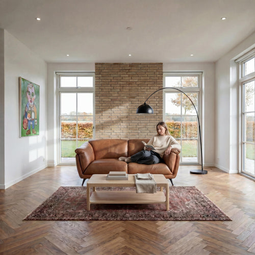 2-Sitzer Ledersofa - Echtleder Cognacbraun Parma - FURNHOUSE