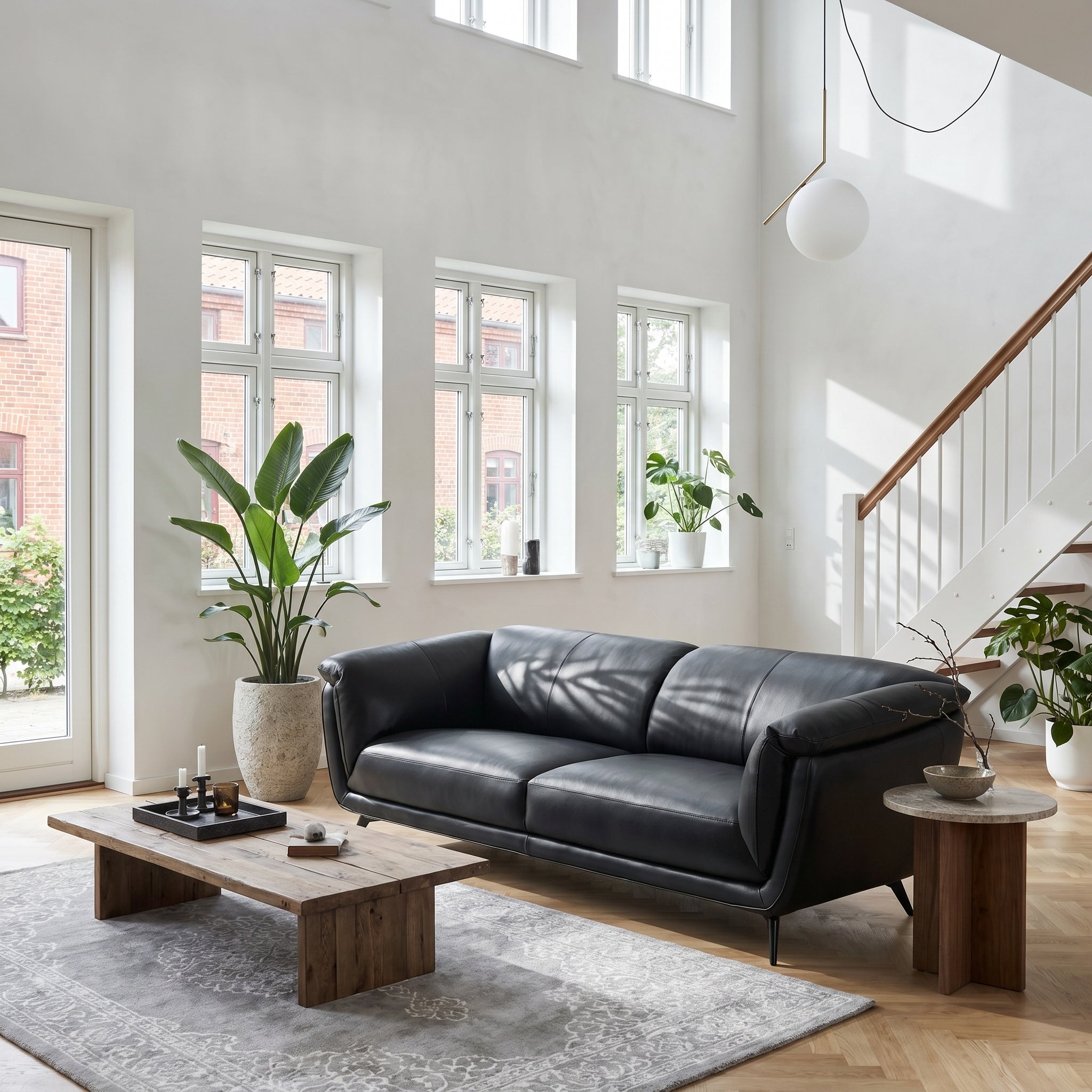 3-Sitzer Ledersofa - Echtleder Schwarz Parma - FURNHOUSE