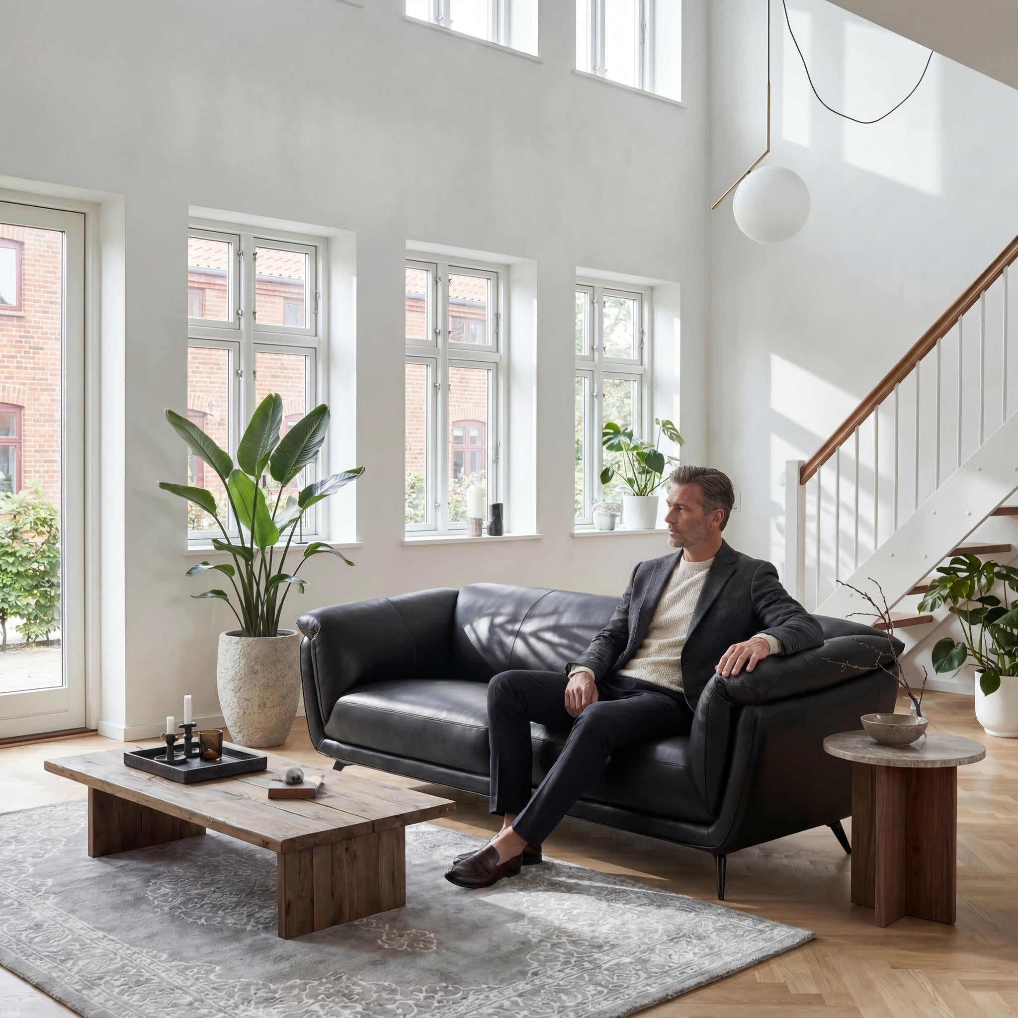 3-Sitzer Ledersofa - Echtleder Schwarz Parma - FURNHOUSE