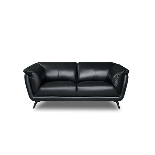 2-Sitzer Ledersofa Parma Schwarz schräg von vorne