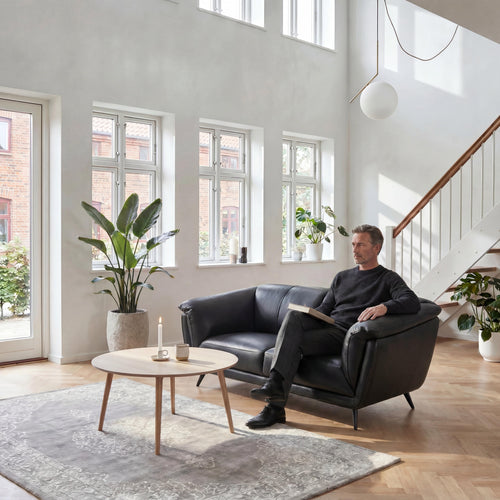 2-Sitzer Ledersofa - Echtleder Schwarz Parma - FURNHOUSE