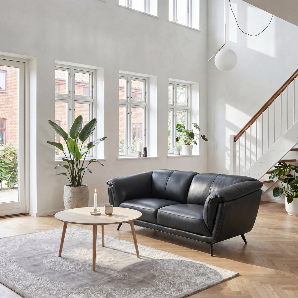2-Sitzer Ledersofa - Echtleder Schwarz Parma - FURNHOUSE