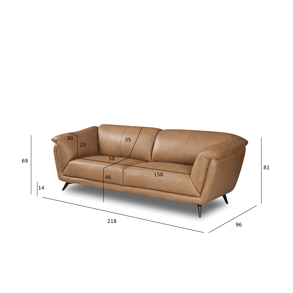 3-Sitzer Ledersofa - Echtleder Kamelbraun Parma - FURNHOUSE