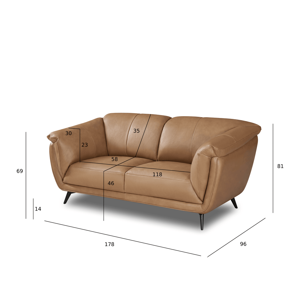 2-Sitzer Ledersofa - Echtleder Kamelbraun Parma - FURNHOUSE
