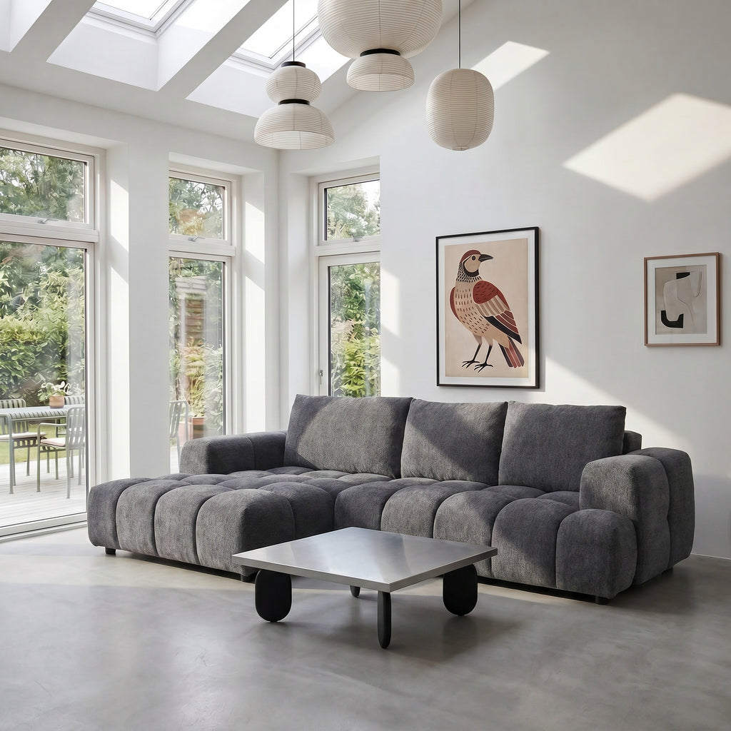 L-Form Ecksofa Links - Stoffbezug Grau Ocean - FURNHOUSE