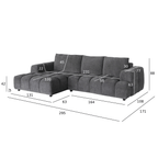 L-Form Ecksofa Links Ocean - Stoff Grau, 295 cm - FURNHOUSE