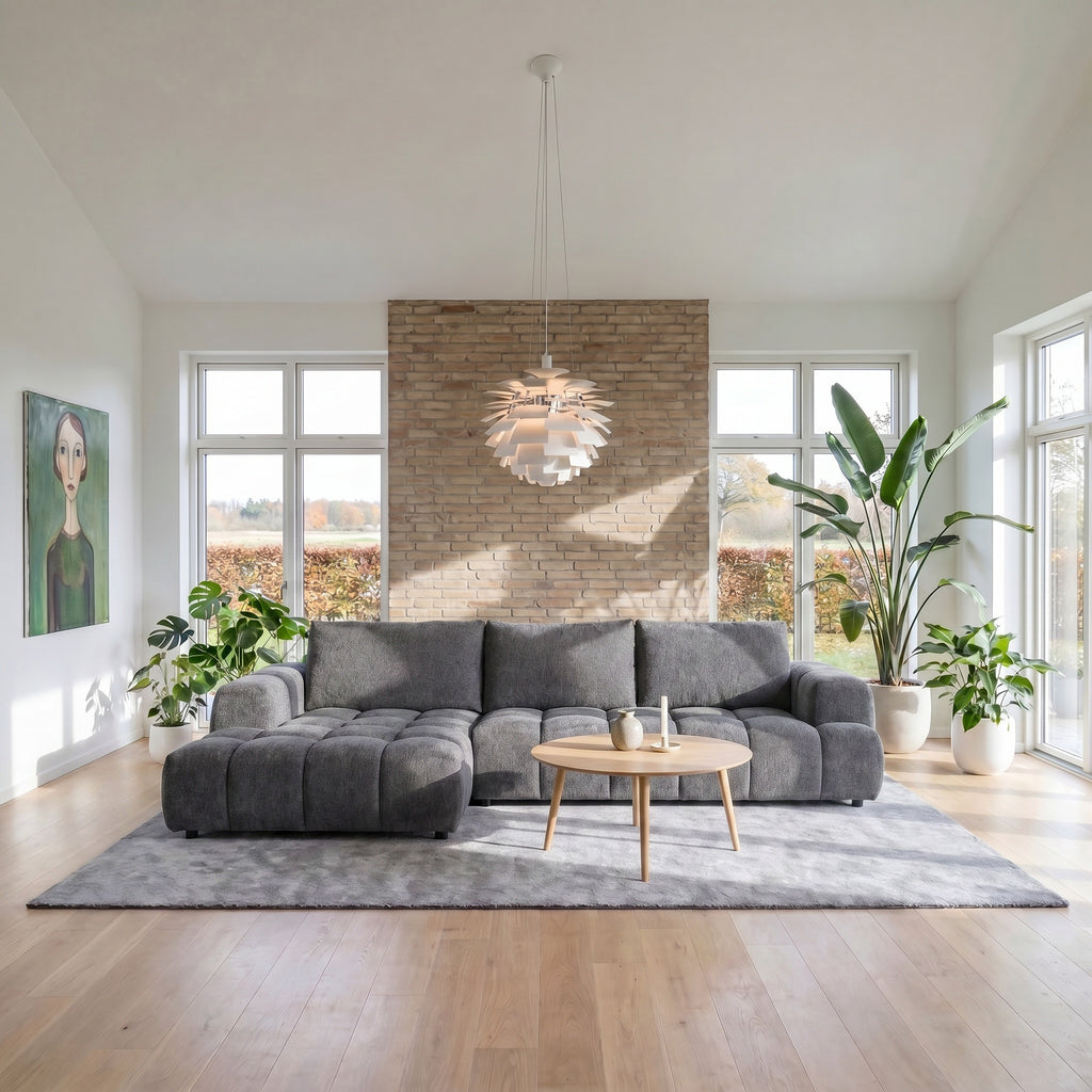 L-Form Ecksofa Links - Stoffbezug Grau Ocean - FURNHOUSE