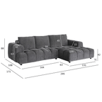 L-Form Ecksofa Rechts Ocean - Stoff Grau, 295 cm - FURNHOUSE