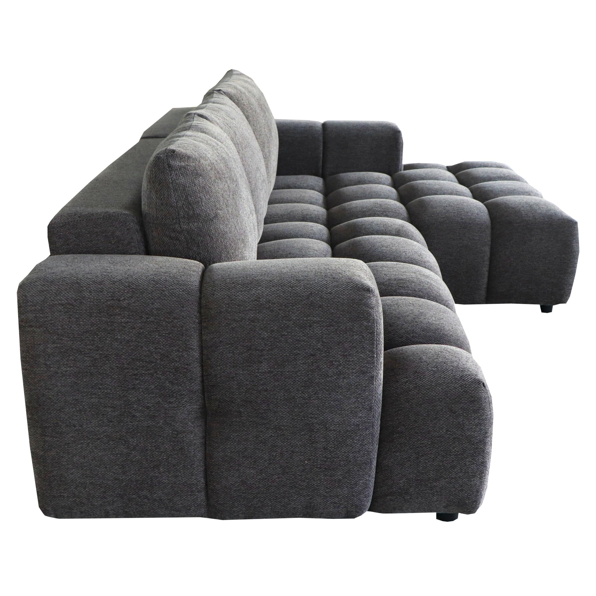L-Form Ecksofa Rechts - Stoffbezug Grau Ocean - FURNHOUSE