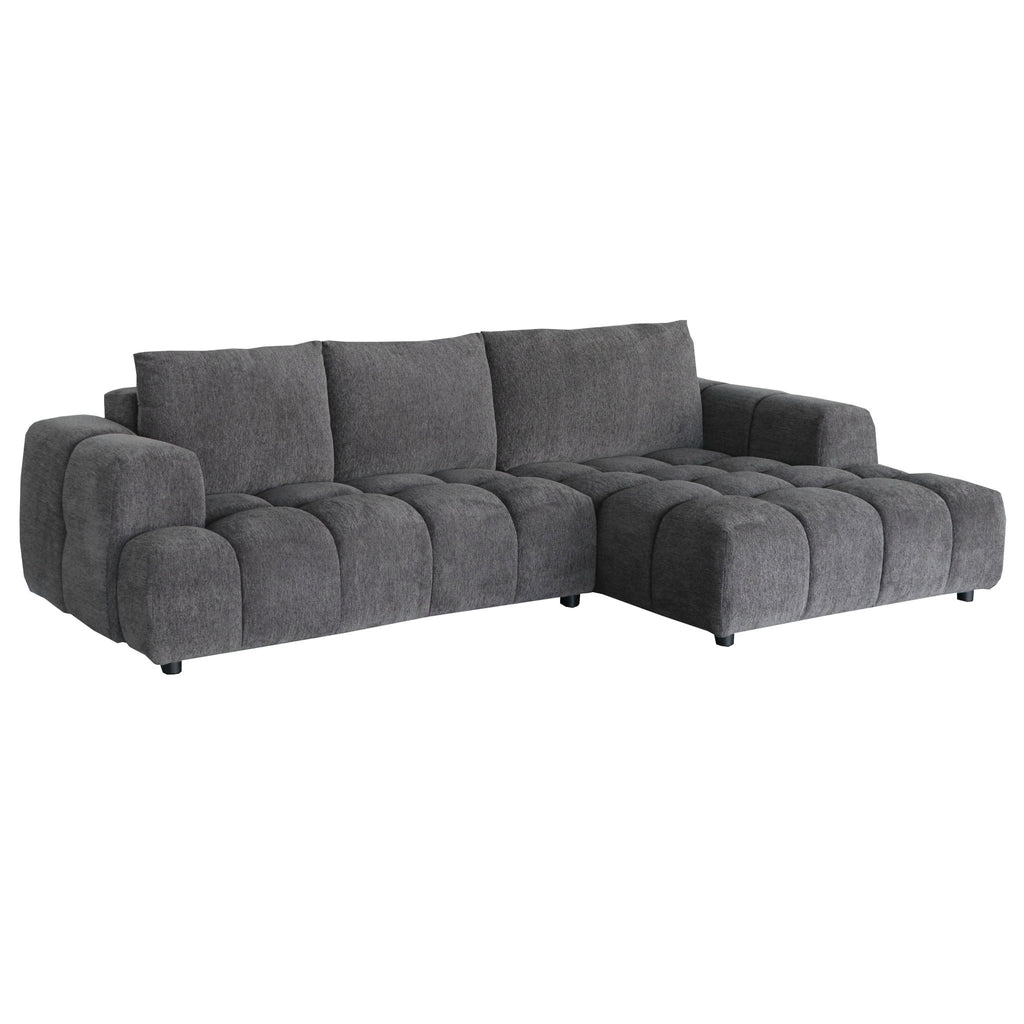 L-Form Ecksofa Rechts - Stoffbezug Grau Ocean - FURNHOUSE