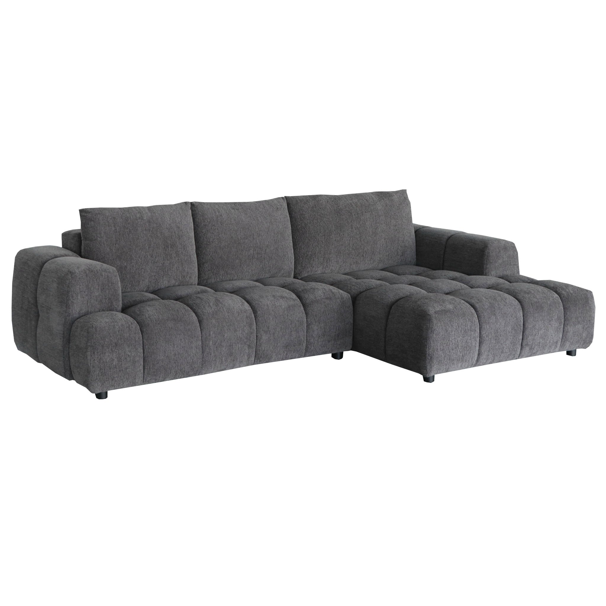 L-Form Ecksofa Rechts - Stoffbezug Grau Ocean - FURNHOUSE