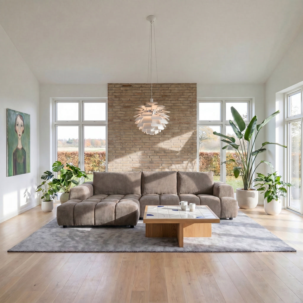 L-Form Ecksofa Links - Stoffbezug Taupe Ocean - FURNHOUSE