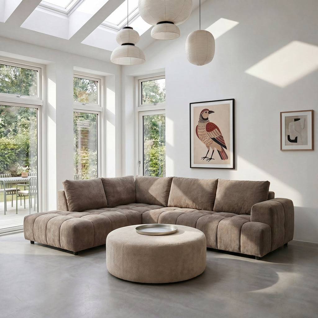 L-Form Ecksofa Links - Stoffbezug Taupe Ocean - FURNHOUSE