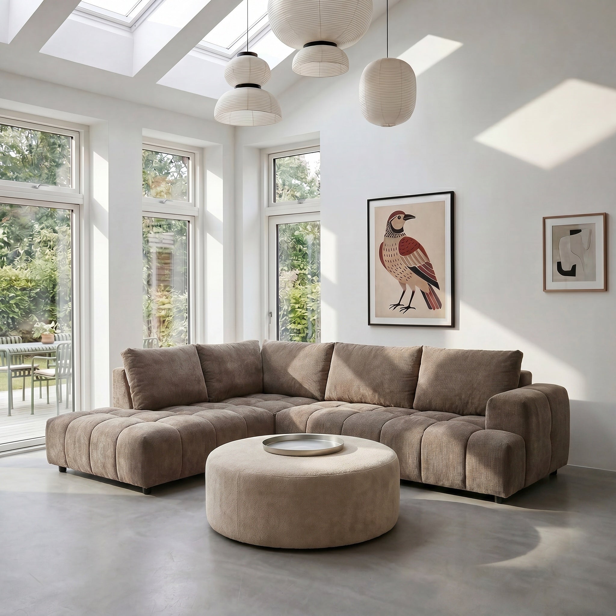 L-Form Ecksofa Links - Stoffbezug Taupe Ocean - FURNHOUSE