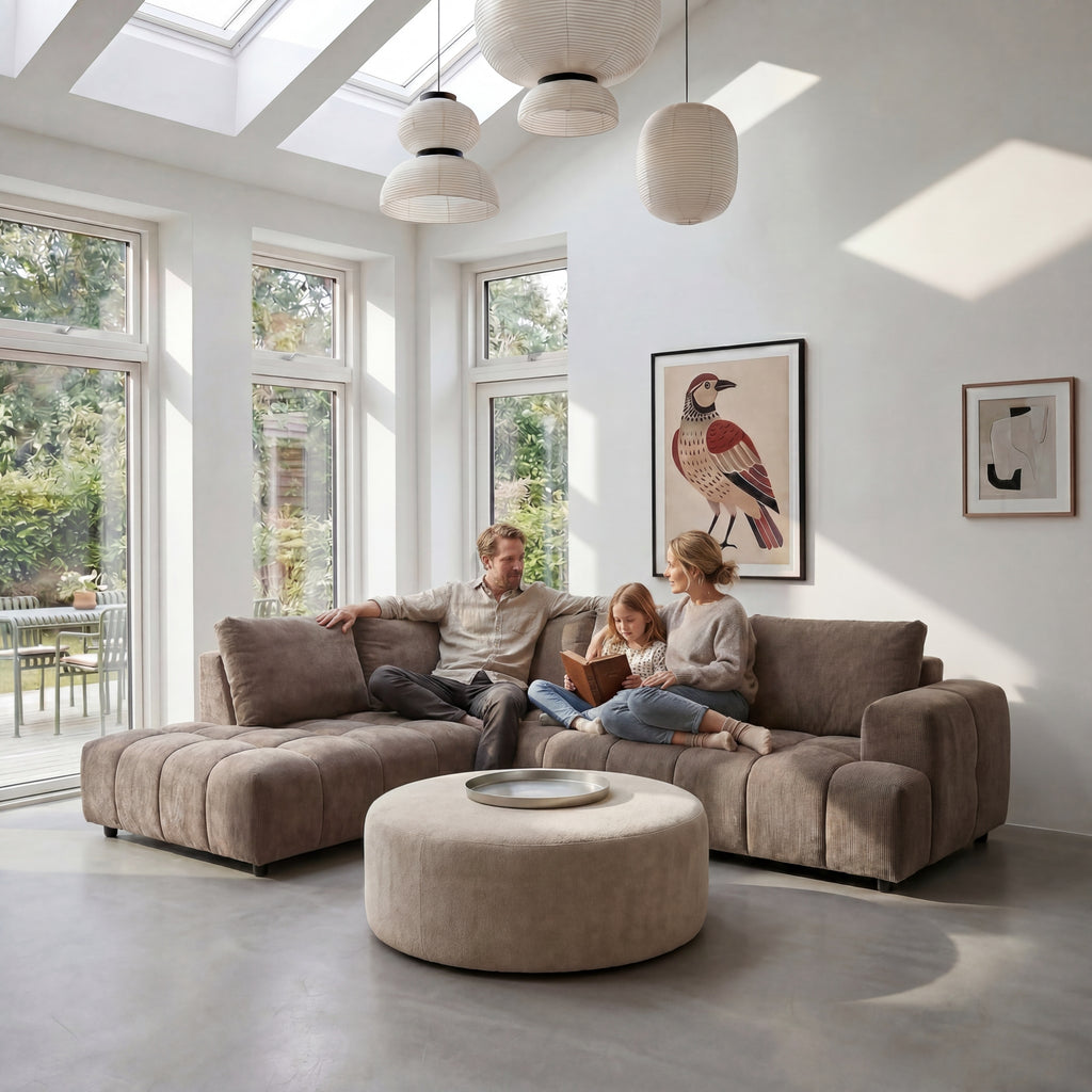 L-Form Ecksofa Links - Stoffbezug Taupe Ocean - FURNHOUSE