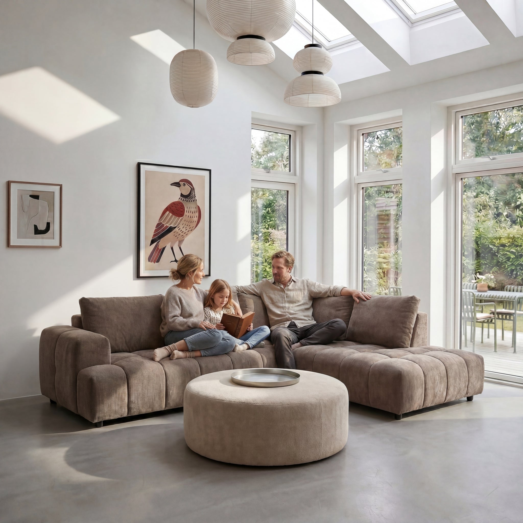 L-Form Ecksofa Rechts - Stoffbezug Taupe Ocean - FURNHOUSE