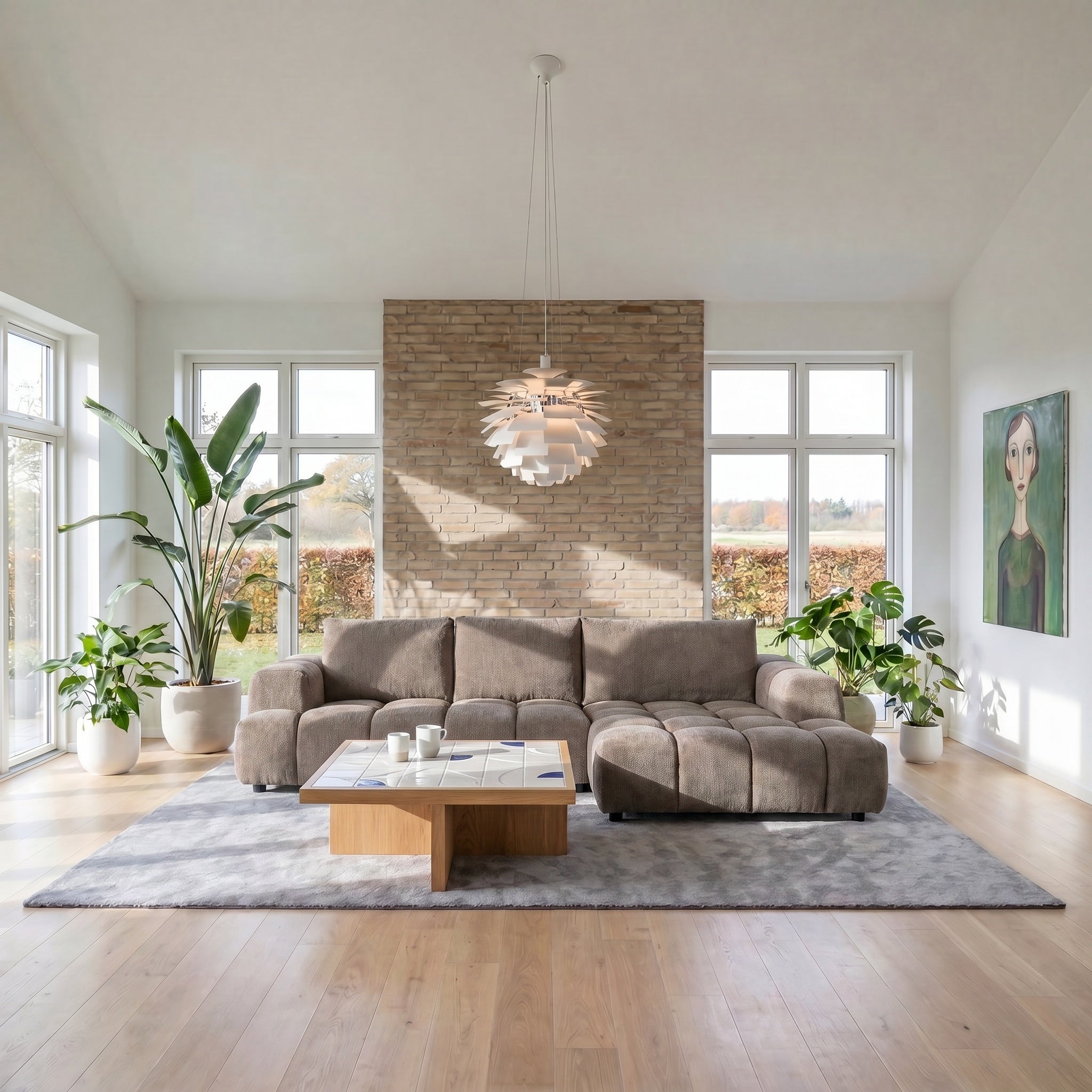 L-Form Ecksofa Rechts - Stoffbezug Taupe Ocean - FURNHOUSE