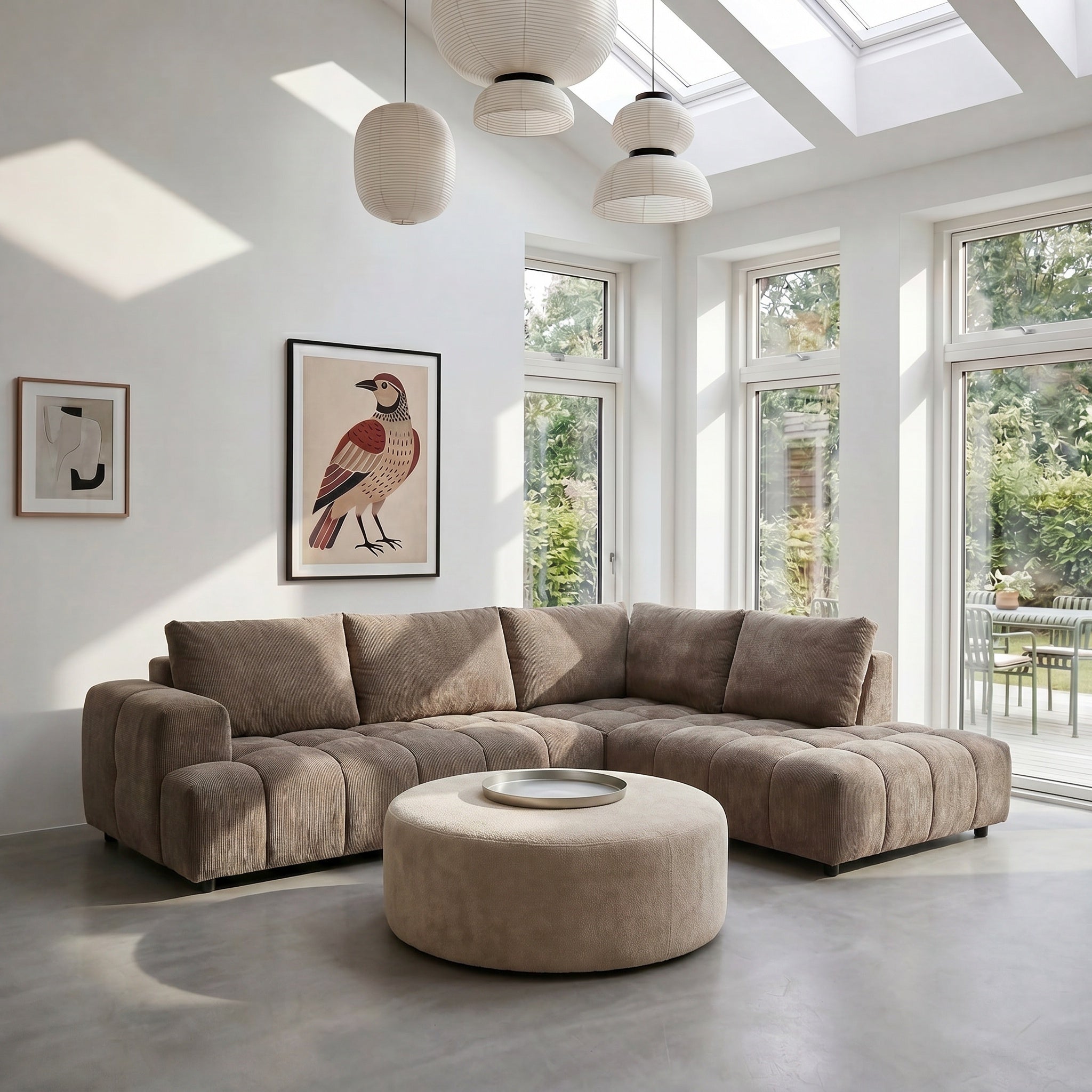 L-Form Ecksofa Rechts - Stoffbezug Taupe Ocean - FURNHOUSE