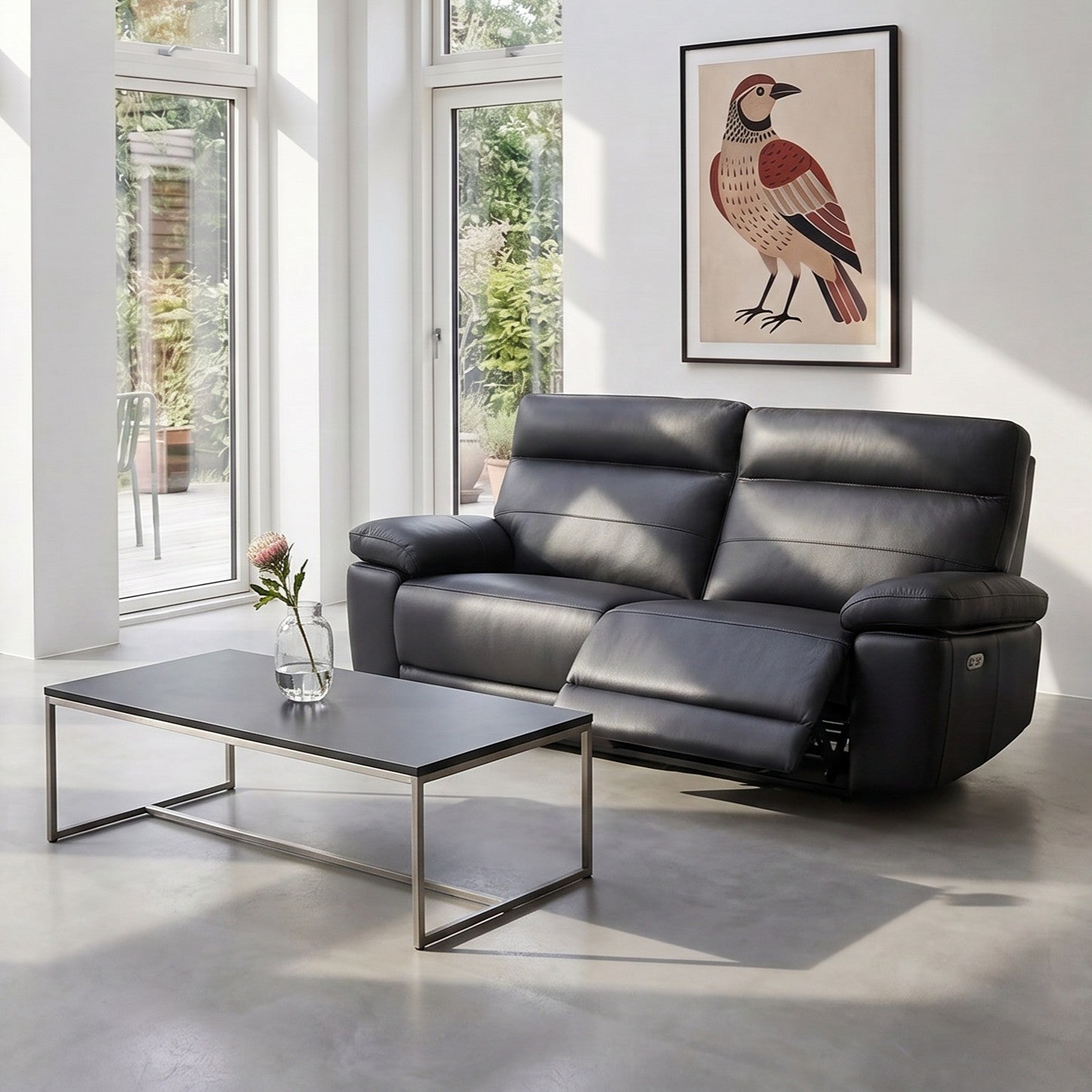 3-Sitzer Ledersofa - Echtleder Schwarz Sao Paulo - FURNHOUSE