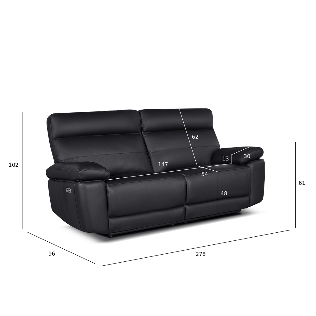 3-Sitzer Ledersofa - Echtleder Schwarz Sao Paulo - FURNHOUSE