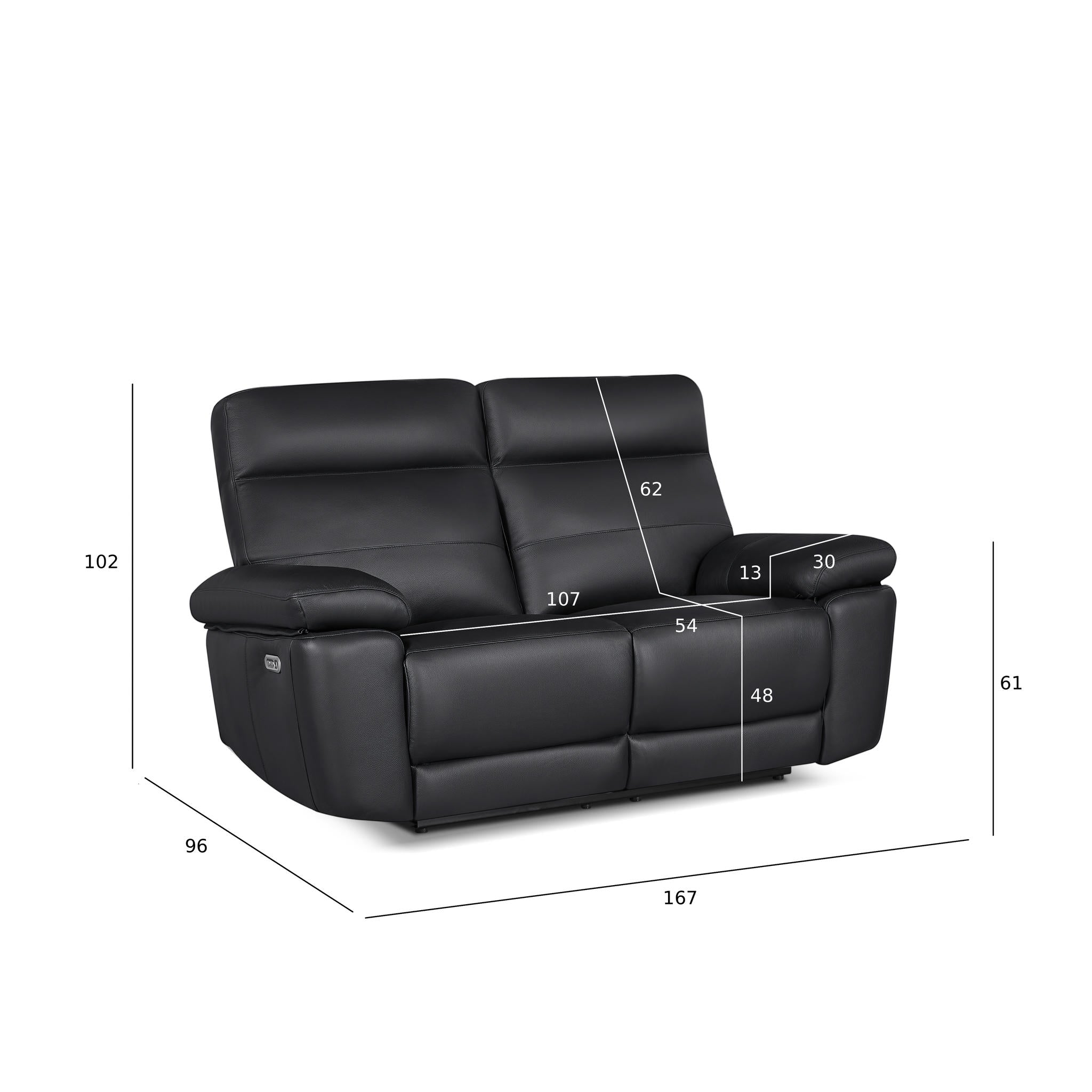 2-Sitzer Ledersofa - Echtleder Schwarz Sao Paulo - FURNHOUSE