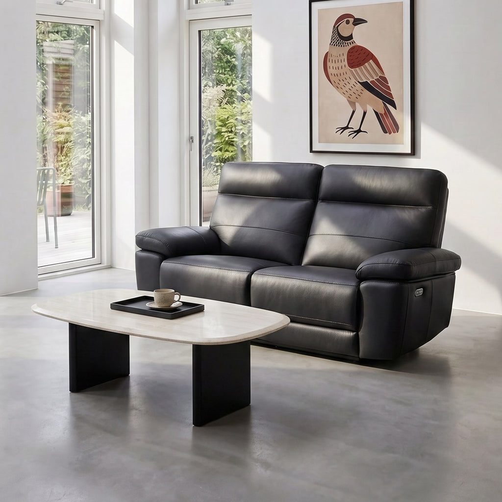 2-Sitzer Ledersofa - Echtleder Schwarz Sao Paulo - FURNHOUSE
