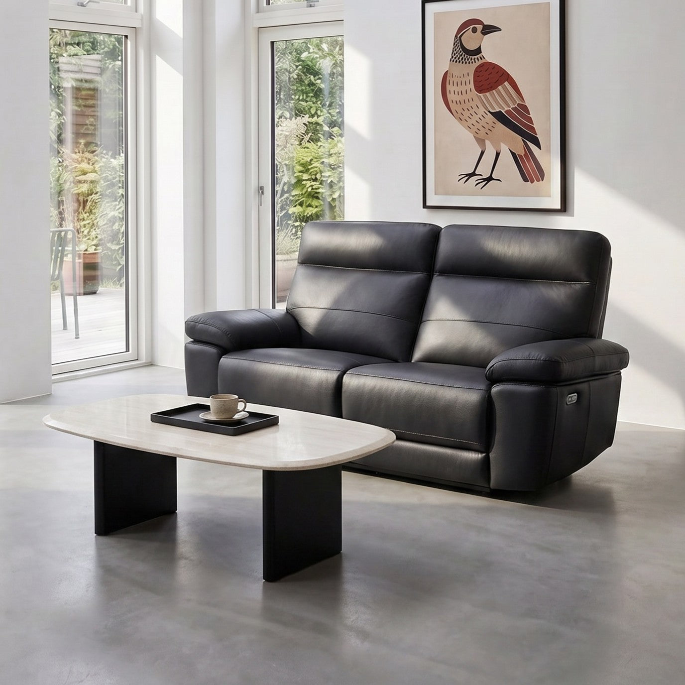 2-Sitzer Ledersofa - Echtleder Schwarz Sao Paulo - FURNHOUSE