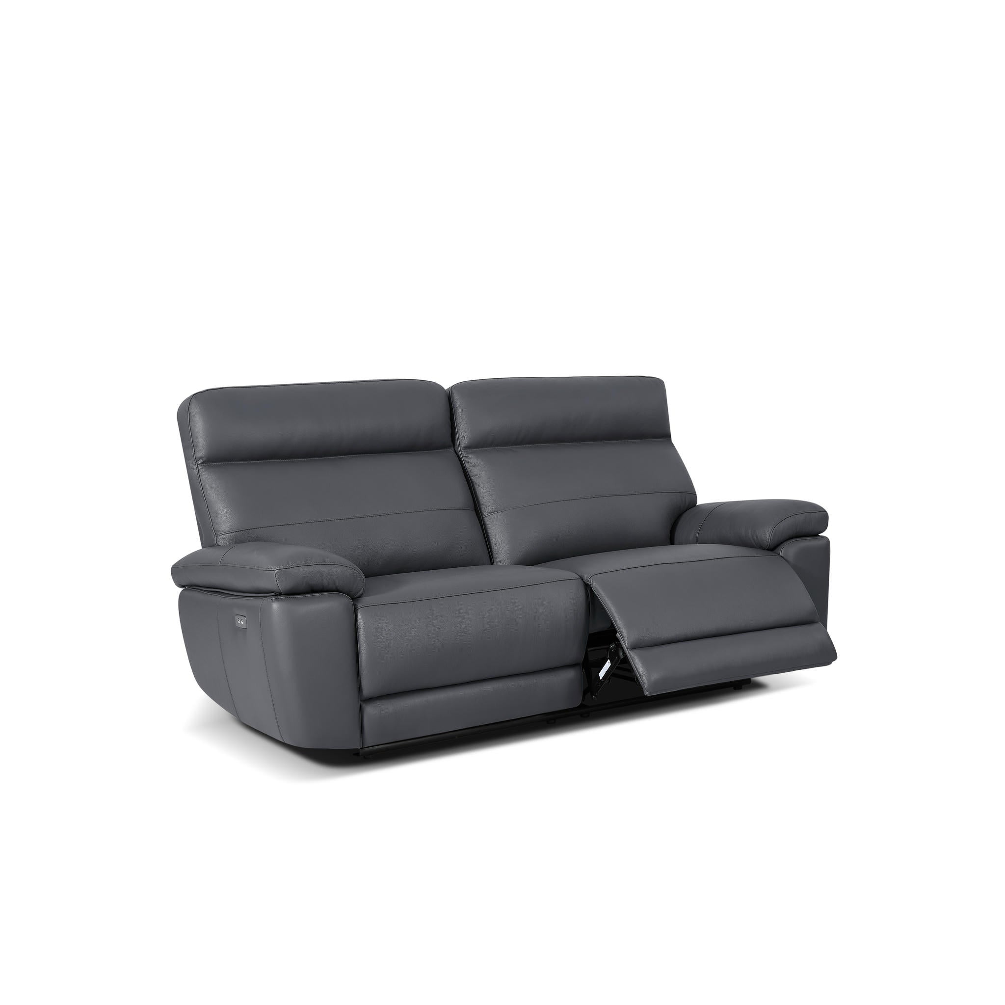 3-Sitzer Ledersofa - Echtleder Grau Sao Paulo - FURNHOUSE