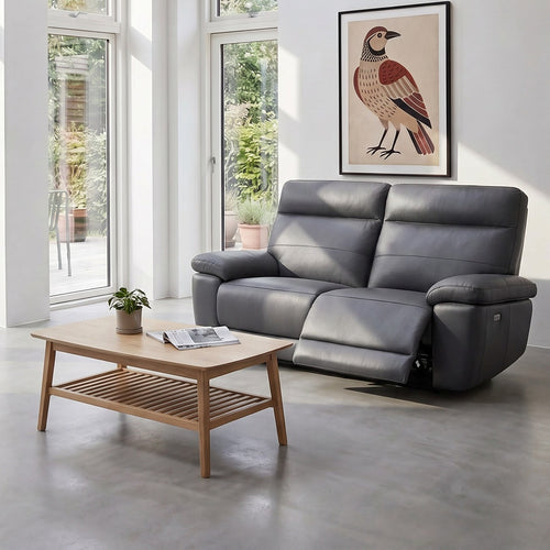 2-Sitzer Ledersofa - Echtleder Grau Sao Paulo - FURNHOUSE