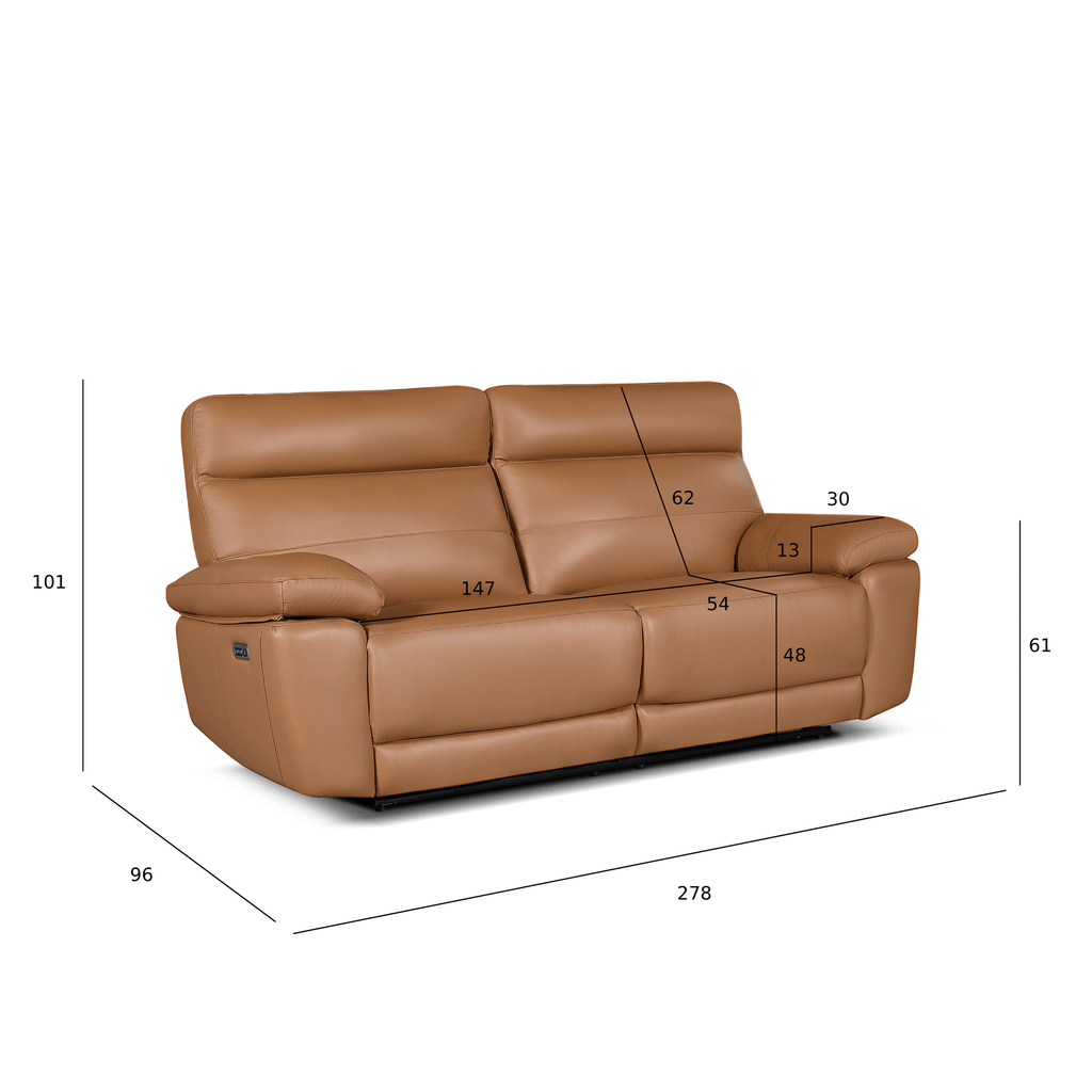 3-Sitzer Ledersofa - Echtleder Cognacbraun Sao Paulo - FURNHOUSE