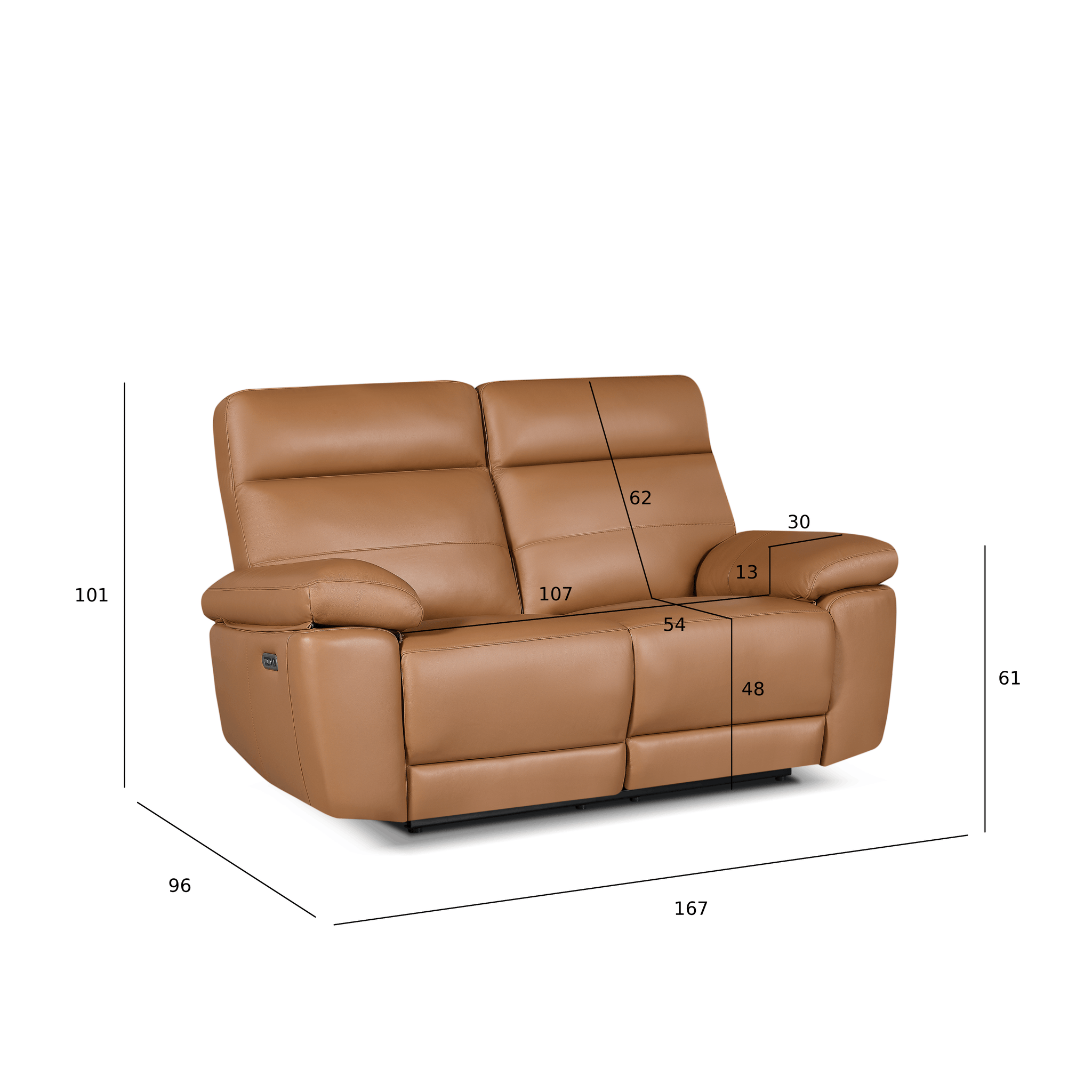 2-Sitzer Ledersofa - Echtleder Cognacbraun Sao Paulo - FURNHOUSE