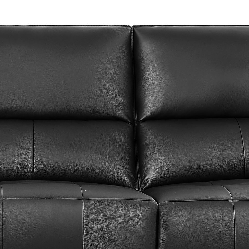 L-Form Ledersofa mit Ottomane Links - Echtleder Schwarz Panama - FURNHOUSE