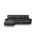 L-Form Ledersofa mit Ottomane Links Panama - Echtleder Schwarz, 278 cm - FURNHOUSE