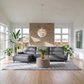 L-Form Ledersofa mit Ottomane Links - Echtleder Grau Panama - FURNHOUSE