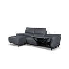 L-Form Ledersofa mit Ottomane Links Panama - Echtleder Grau, 278 cm - FURNHOUSE