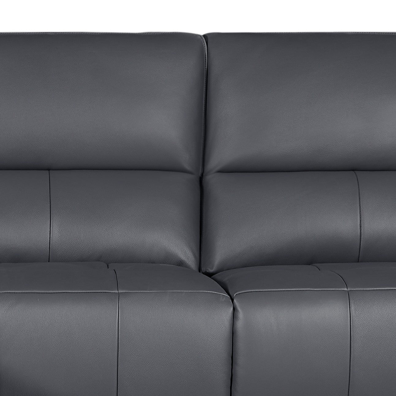 L-Form Ledersofa mit Ottomane Links - Echtleder Grau Panama - FURNHOUSE