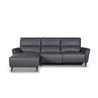 L-Form Ledersofa mit Ottomane Links Panama - Echtleder Grau, 278 cm - FURNHOUSE