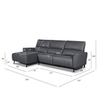 L-Form Ledersofa mit Ottomane Links Panama - Echtleder Grau, 278 cm - FURNHOUSE