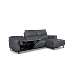 L-Form Ledersofa mit Ottomane Rechts Panama - Echtleder Grau, 278 cm - FURNHOUSE